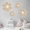 Boho Holz Gänseblümchen Wandkunst - 4er-Pack
