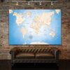 Crystal Blue World Map Canvas Art