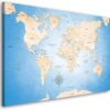 Crystal Blue World Map Canvas Art