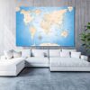 Crystal Blue World Map Canvas Art