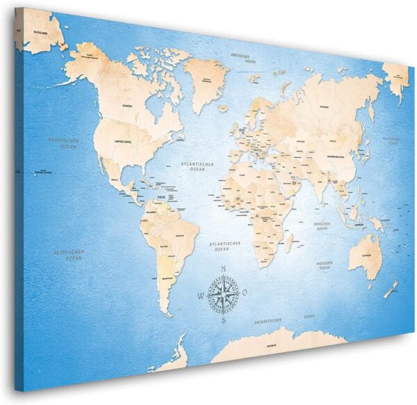 Crystal Blue World Map Canvas Art