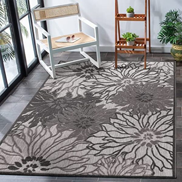 Dunkelgrauer wetterfester Teppich für drinnen und draußen 120x170 cm