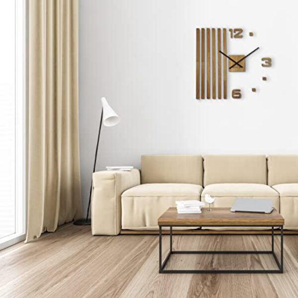 DIY 3D Modern Oak Wall Clock, Black, 60 cm