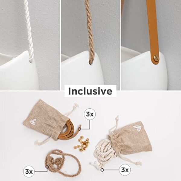 Elegant White Hanging Ceramic Planters, 3-Piece Set