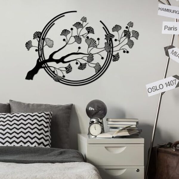 ESTART Ginkgo Metal Wall Art - Black