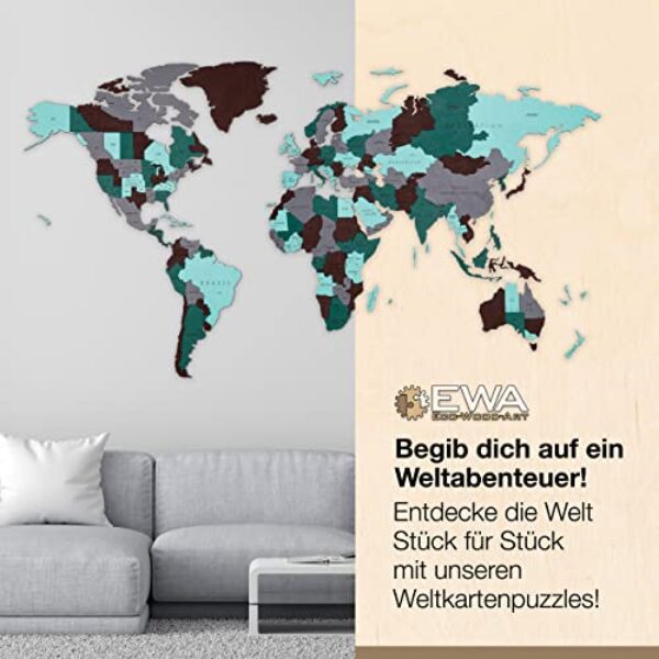 EWA Eco-Wood-Art 3-Layer DIY World Map