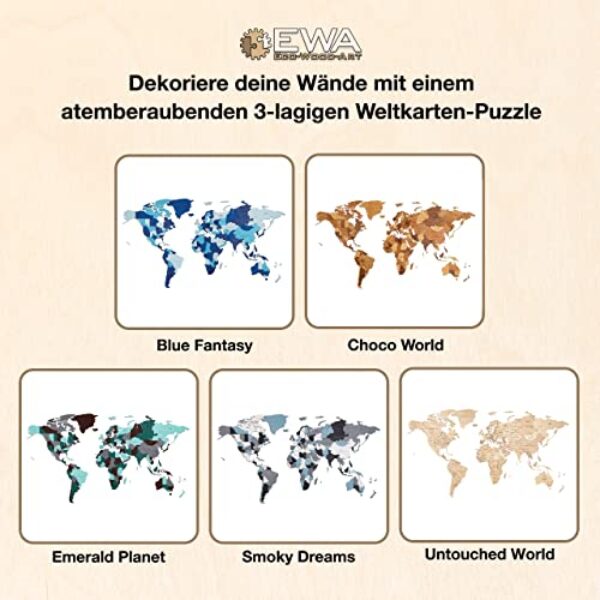 EWA Eco-Wood-Art 3-Layer DIY World Map