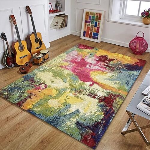 Extra Large Washable Non Slip Abstract Rug