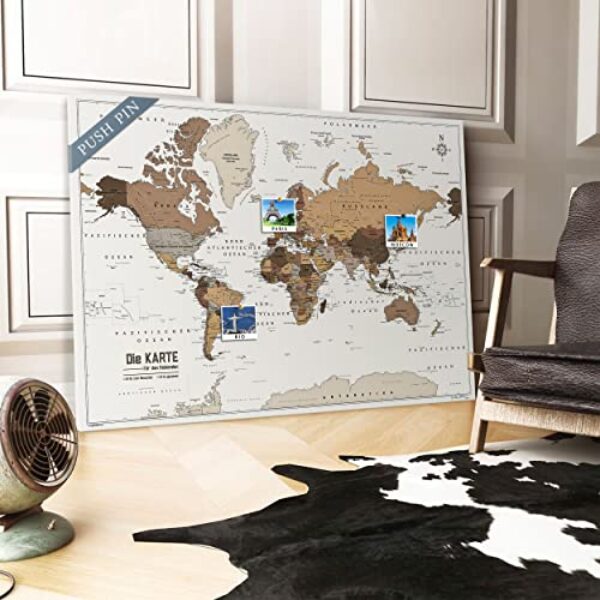 Fabric Canvas World Map Pin Board