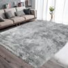 Fluffy Grey/White Velvet Rug - 120x160cm