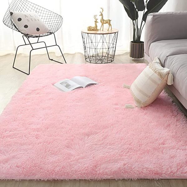 Fluffy Non-Slip Pink Rug (140 x 200 cm)