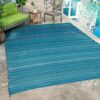 Foldable Reversible Outdoor Rug - Waterproof, Turquoise 108"x144