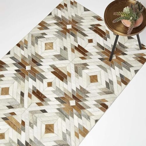 Geometrischer Patchwork-Lederteppich 90X150 Cm