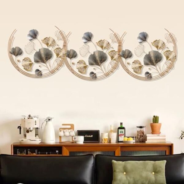 GERHWASH Gold Gingko Metal Wall Art