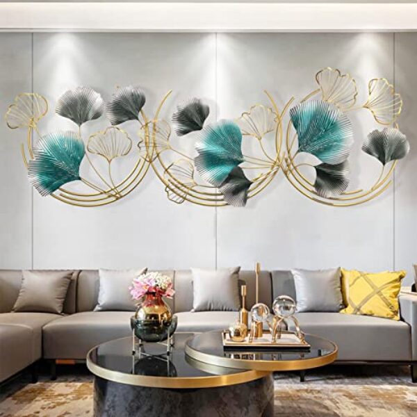 Gold 3D Ginkgoblatt Wandskulptur - 150x50 cm