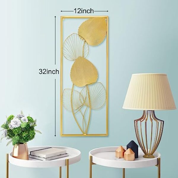 Golden Ruffled Fan Palm Metal Wall Art - Set of 2