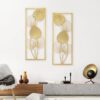 Golden Ruffled Fan Palm Metal Wall Art - Set of 2