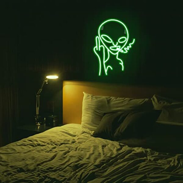 Green Smoking Alien Neon LED Light Sign