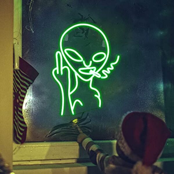 Green Smoking Alien Neon LED Light Sign