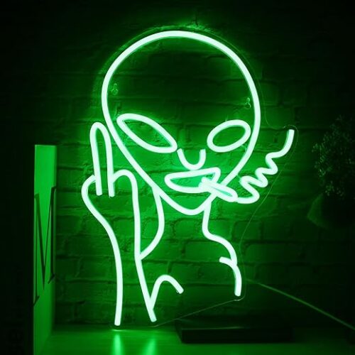 Green Smoking Alien Neon Led Light Sign