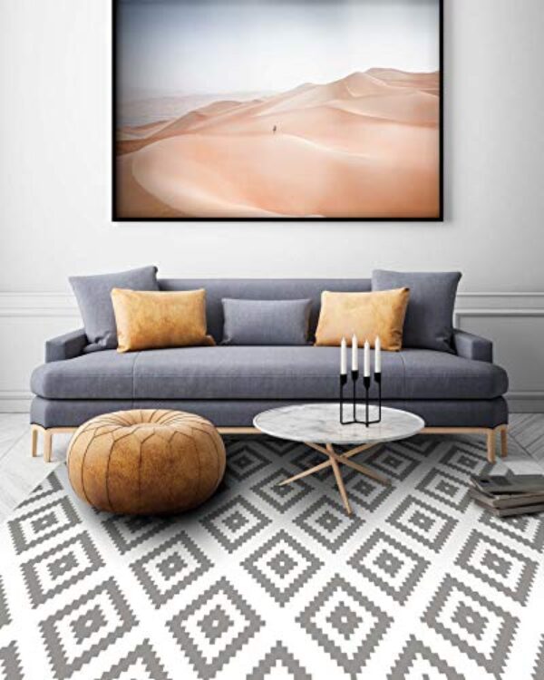 Grey Squares Washable Kitchen Rug – 40x80 cm