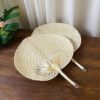 Hand-Woven Bamboo Fans, Natural Peach Design, 2 Pack