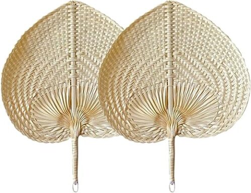Handmade Bamboo Rattan Fans - Natural, 2 Pack