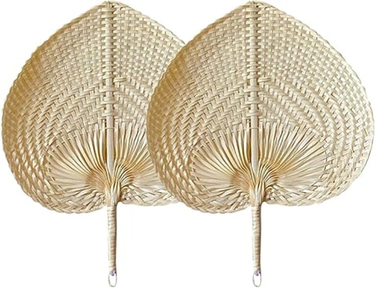 Handmade Bamboo Rattan Fans - Natural, 2 Pack