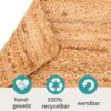 Handgefertigter Boho-Jute-Teppich, 200x140cm Natur, strapazierfähig, Outdoor