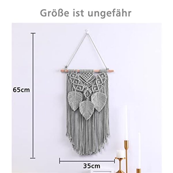 Handmade Boho Macrame Wall Hanging - Grey, 65x35 cm