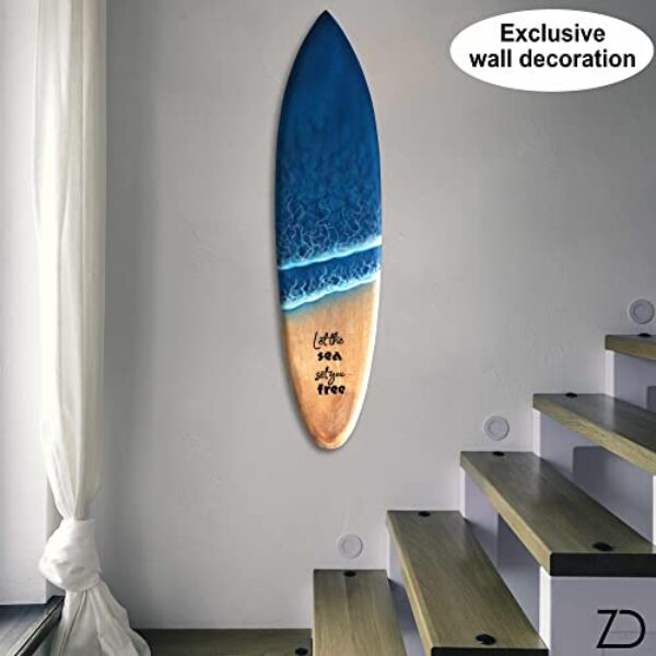Handmade Mango Wood Decorative Surfboard – Bohemian Wall Art