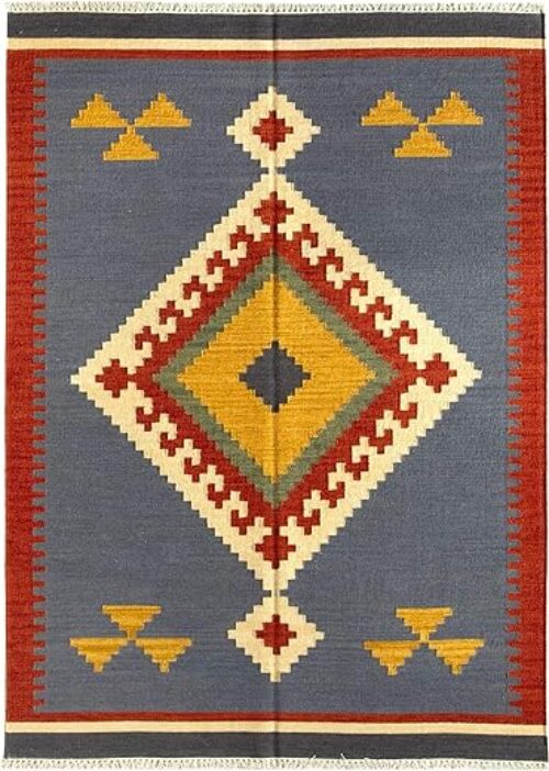 Handwoven Geometric Wool Rug, 230X160Cm