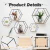 Hexagon Metal-Wood Floating Shelves Set (5-Pack)