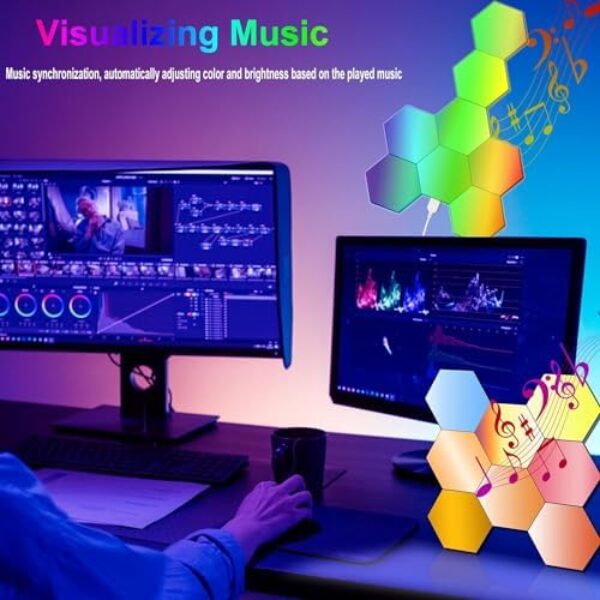 Hexagon RGB Music Sync Wall Light Panels (8er Pack)