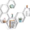 Hexagonal Grey & White Wall Shelves Set (6 Pieces)