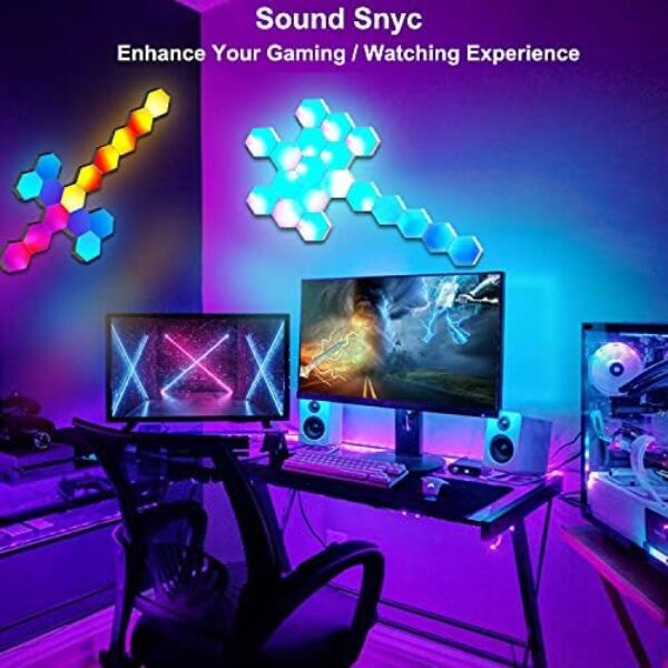Hexagonal Syncing LED Wall Lights with Remote (Modular, Colorful)