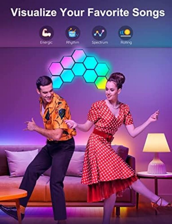 Hexagonal Syncing LED Wall Lights with Remote (Modular, Colorful)