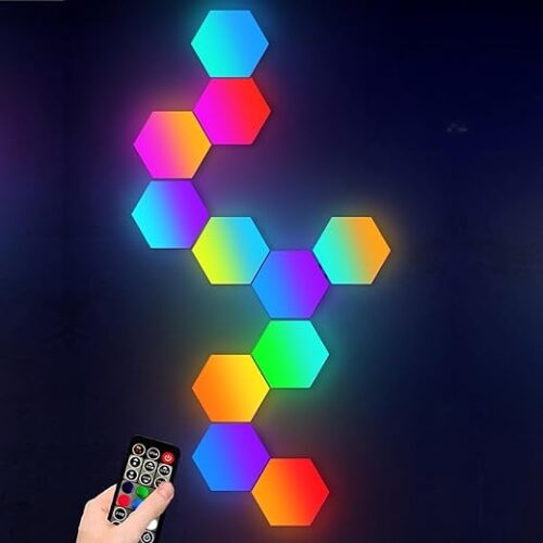 Hexagonal Syncing Led Wall Lights With Remote (Modular, Colorful)