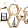 Sechseckige Wandregale - Rustikales Holz, 6er-Set