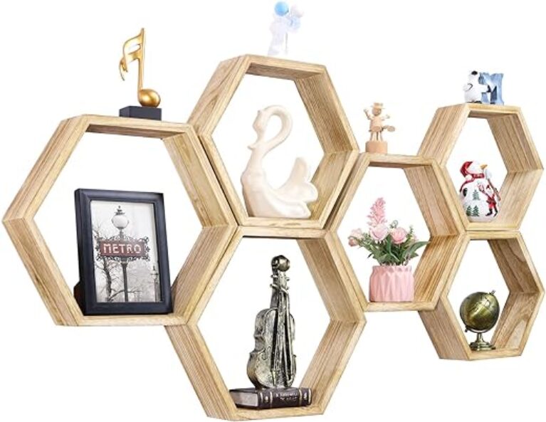 Sechseckige Wandregale - Rustikales Holz, 6er-Set