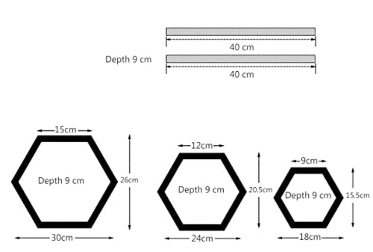 Hexagonal Wall Shelves Set for Modern Farmhouse Decor (5 pcs)