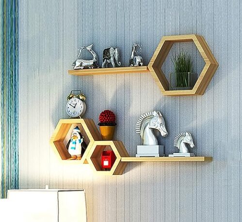Hexagonal Wall Shelves Set For Modern Farmhouse Decor (5 Pcs)