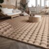 High Pile Geometric Rug, Beige, 200x280 cm