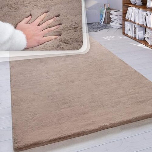 High Pile Shag Rug, Beige, 200 Cm