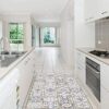 Hydraulic Beige Vinyl Rug - Non-Slip, 180x60cm