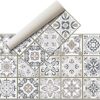 Hydraulic Beige Vinyl Rug - Non-Slip, 180x60cm