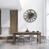 Industrial Steampunk Wooden Wall Clock with Moving Gears, 57cm