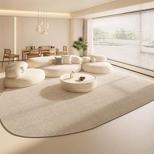 Irregular Cream Rug - Soft, Large, Anti-Slip