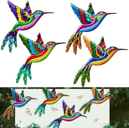 Kyduu 4-Piece 3D Hummingbird Metal Art