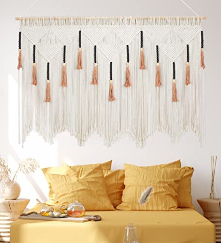 Large Boho Macrame Wall Hanging with Beads, 167x112 cm